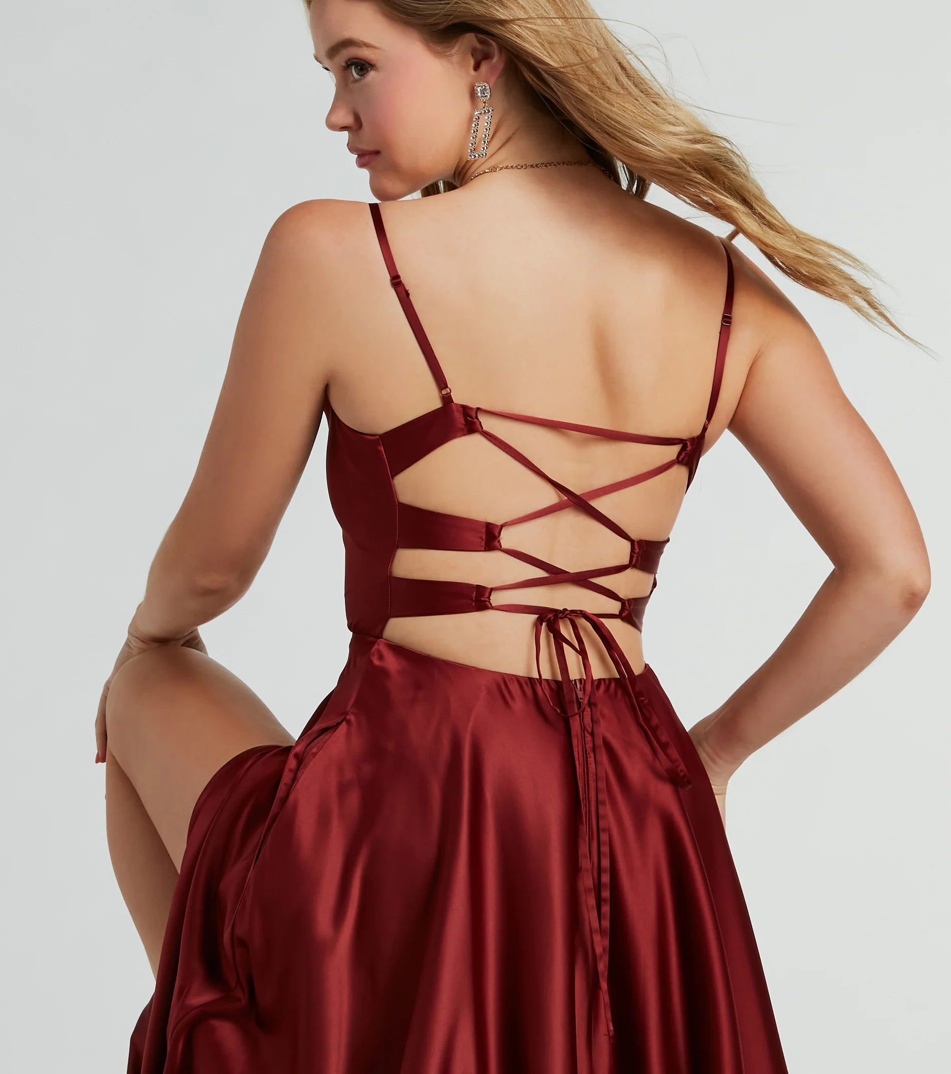 Winslow Formal Satin Lace-Up Dress