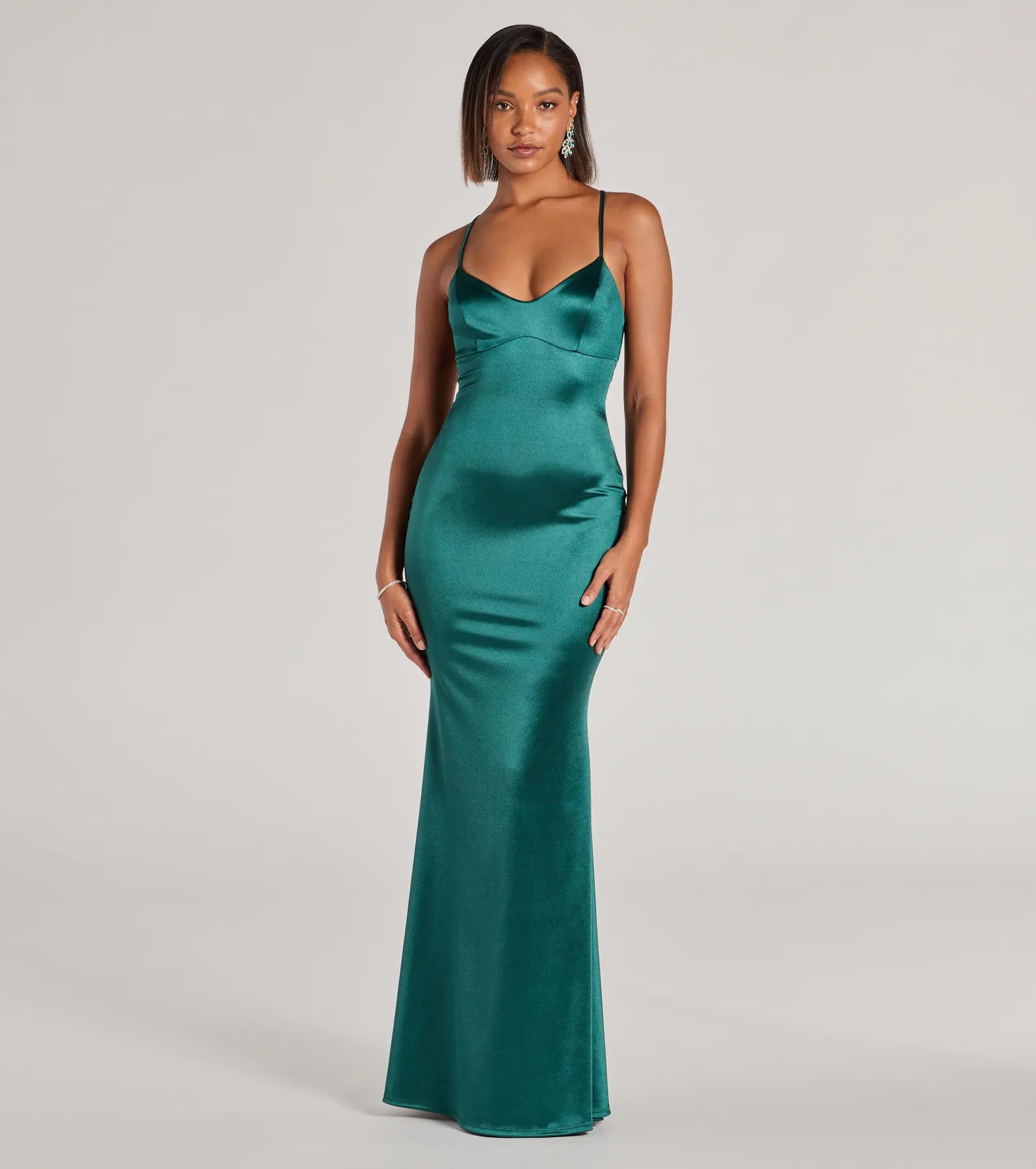 Emmie Lace-Up Mermaid Satin Formal Dress