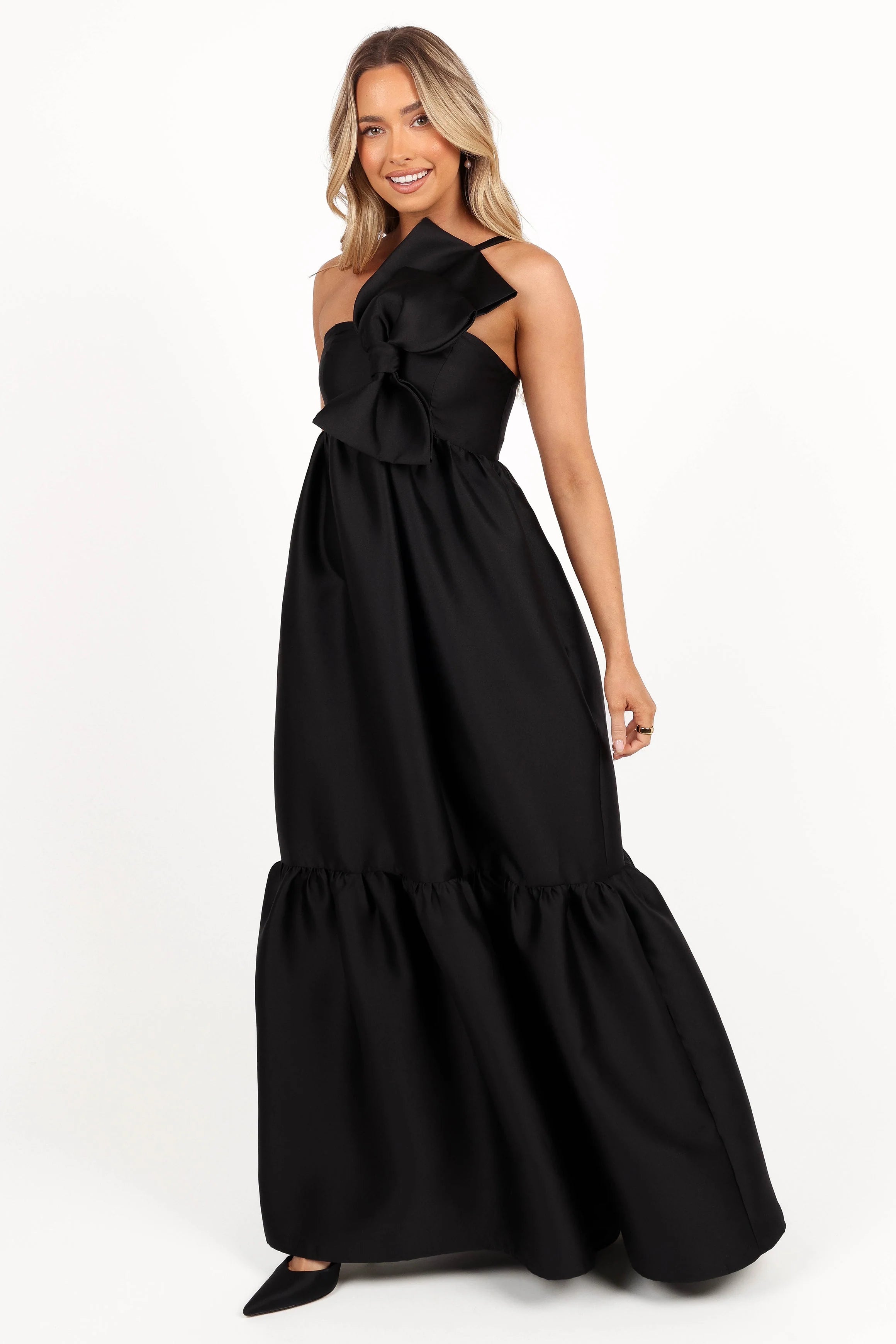 Betina Bow Front Maxi Dress - Black