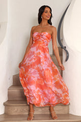 In Fantasy Midi Dress Orange