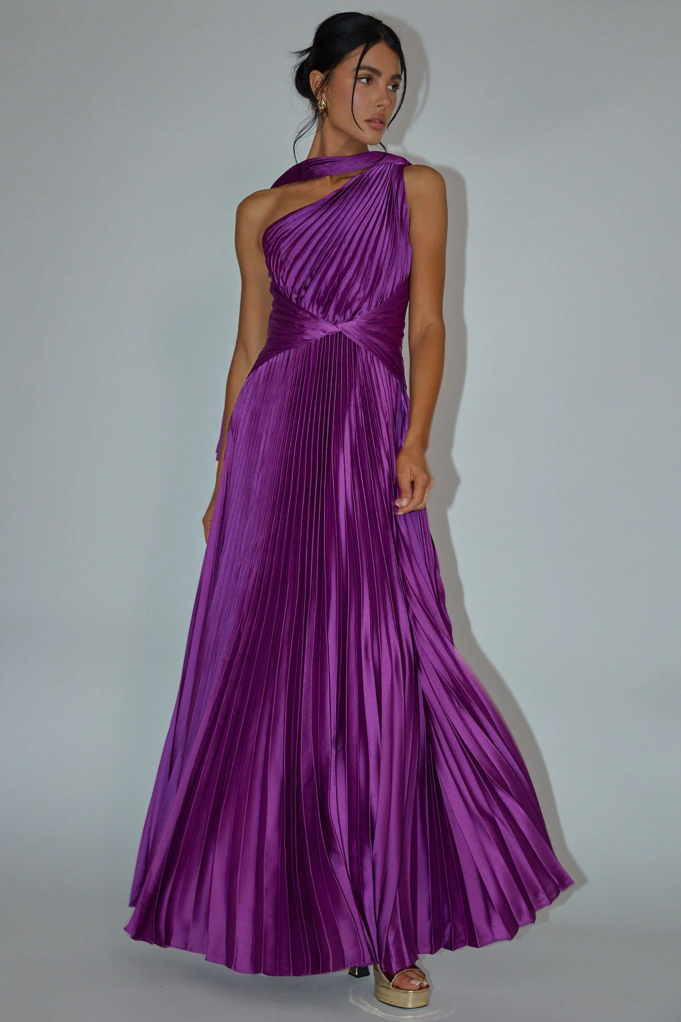 Laxmi Accordion Pleat Maxi Dress Purple