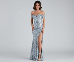 Carter Sequin Scroll A-Line Formal Dress