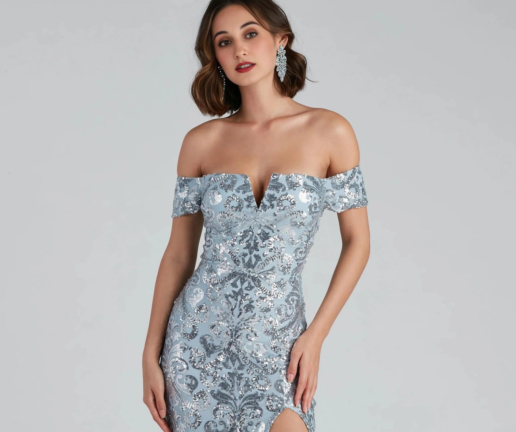 Carter Sequin Scroll A-Line Formal Dress