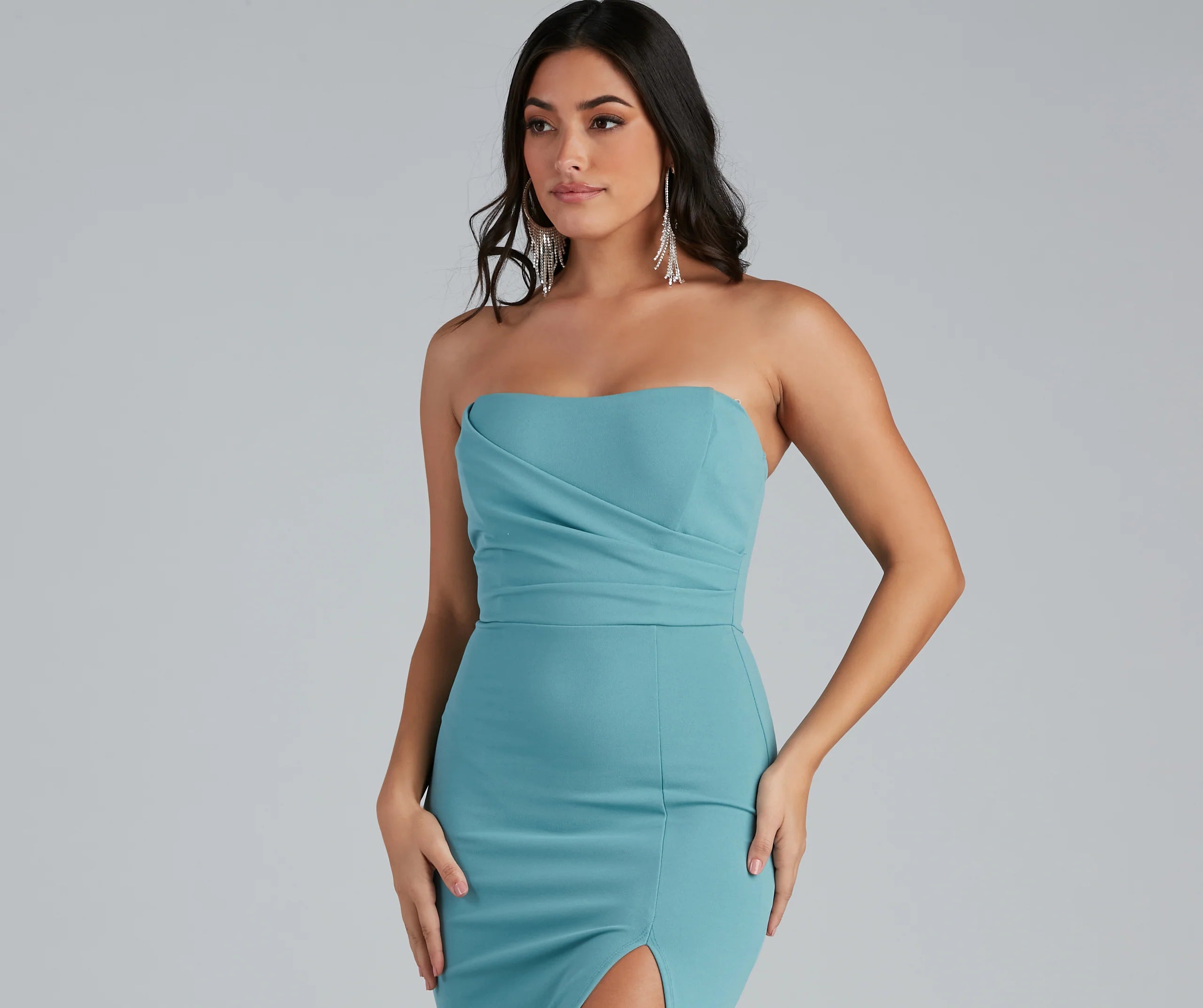 Kaia Strapless High Slit Formal Dress