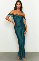 Ella Teal Off Shoulder Formal Maxi Dress