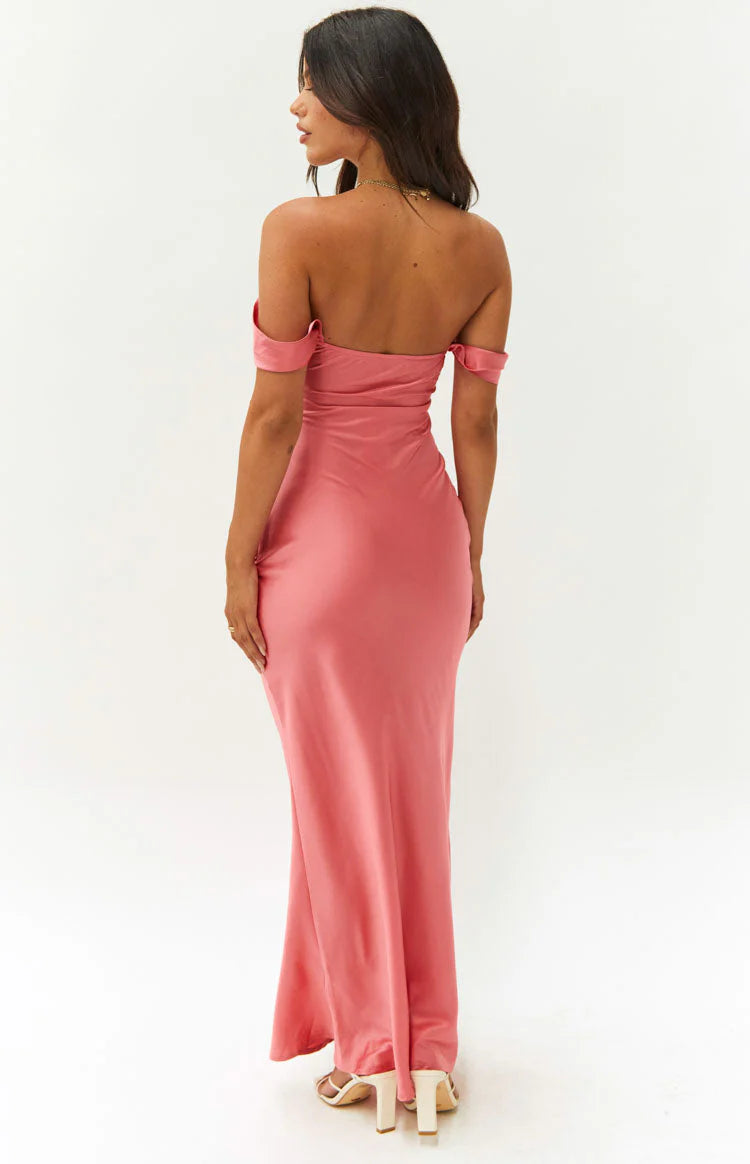 Ella Pink Off Shoulder Formal Maxi Dress