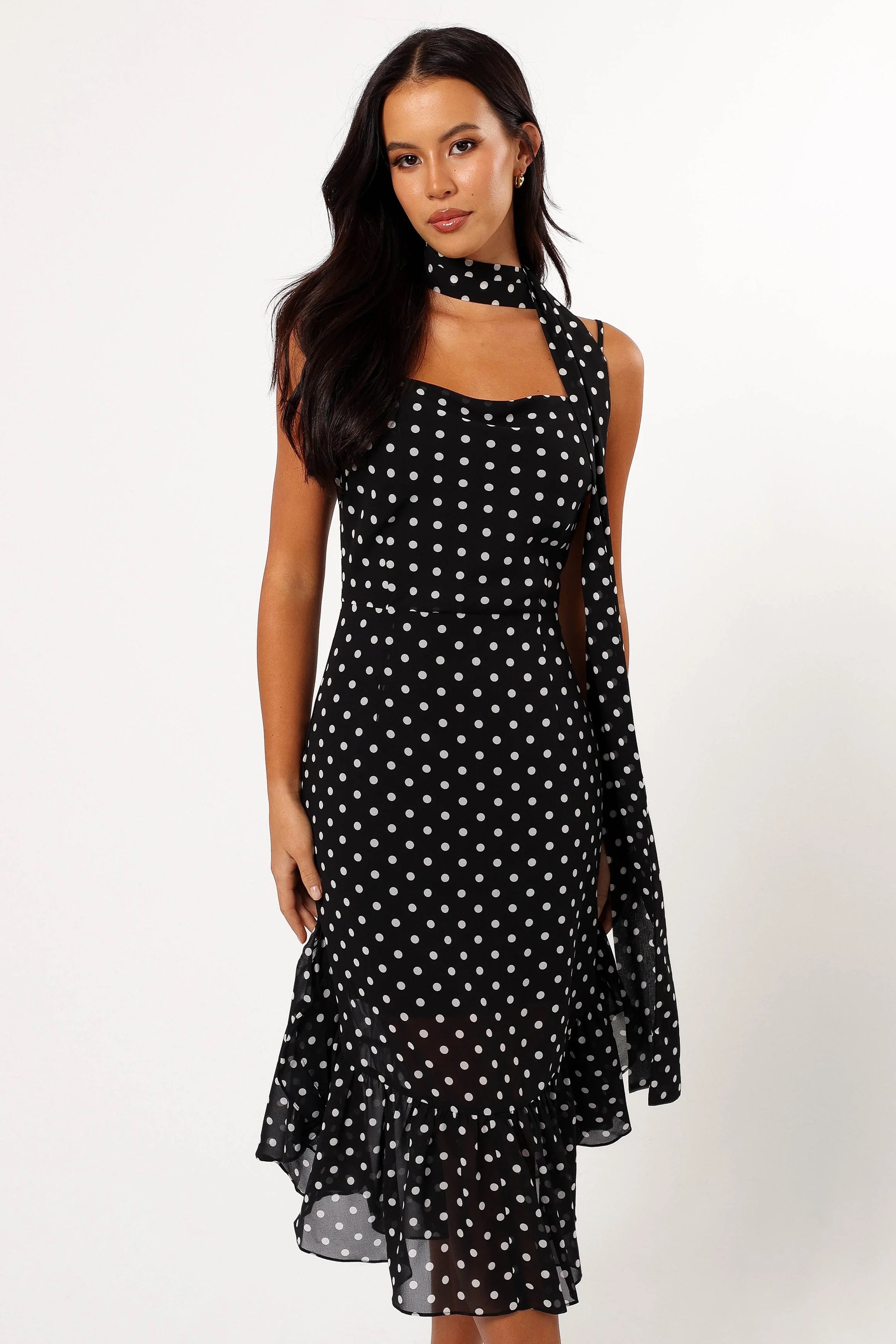 Francesca Midi Dress - Black Polka Dot