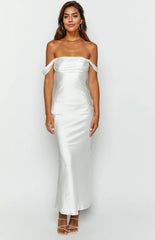 Ella White Off Shoulder Formal Maxi Dress