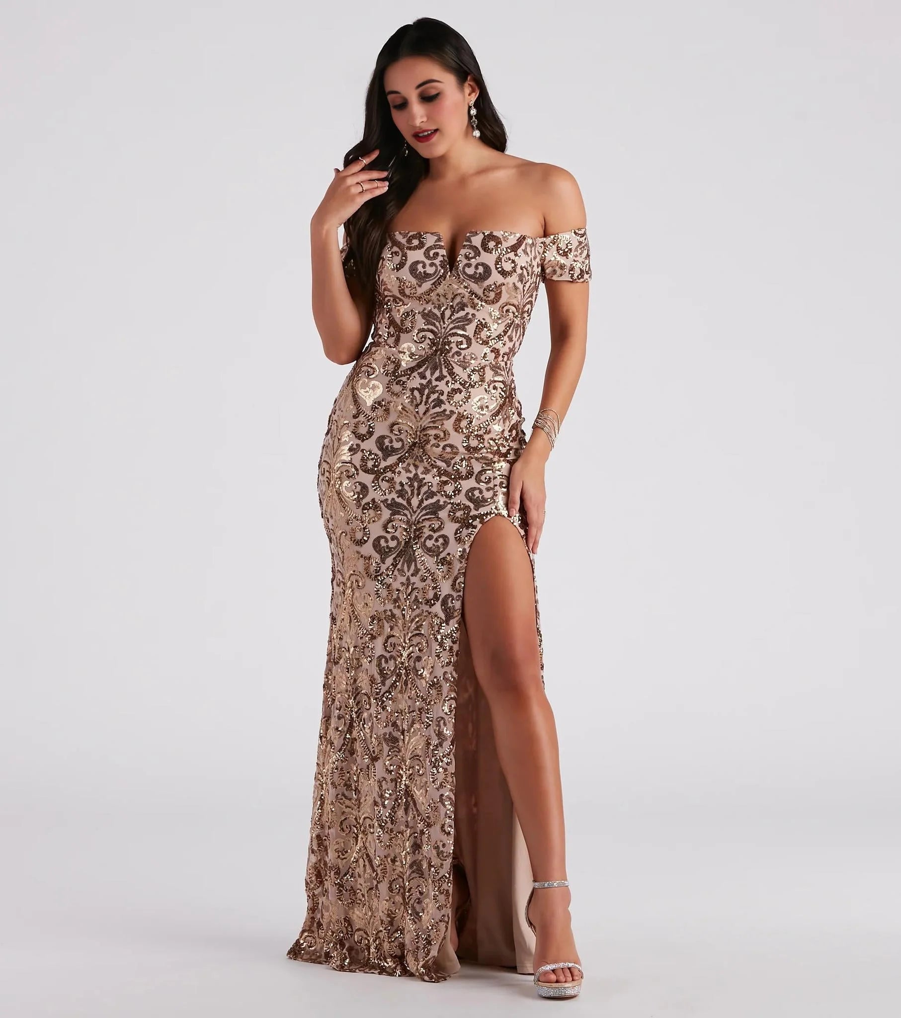 Carter Sequin Scroll A-Line Formal Dress