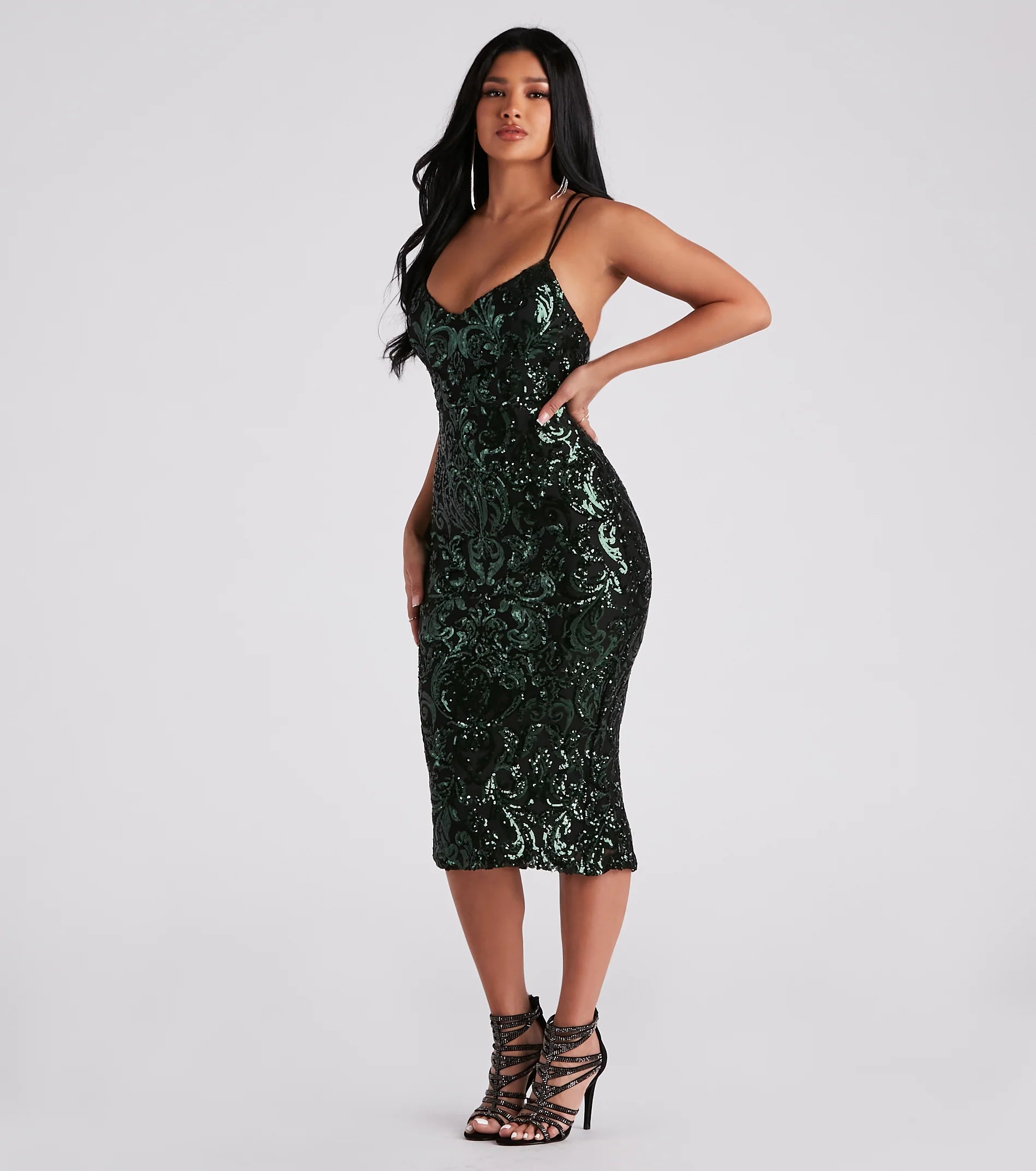 Adora Formal Sequin Midi Dress