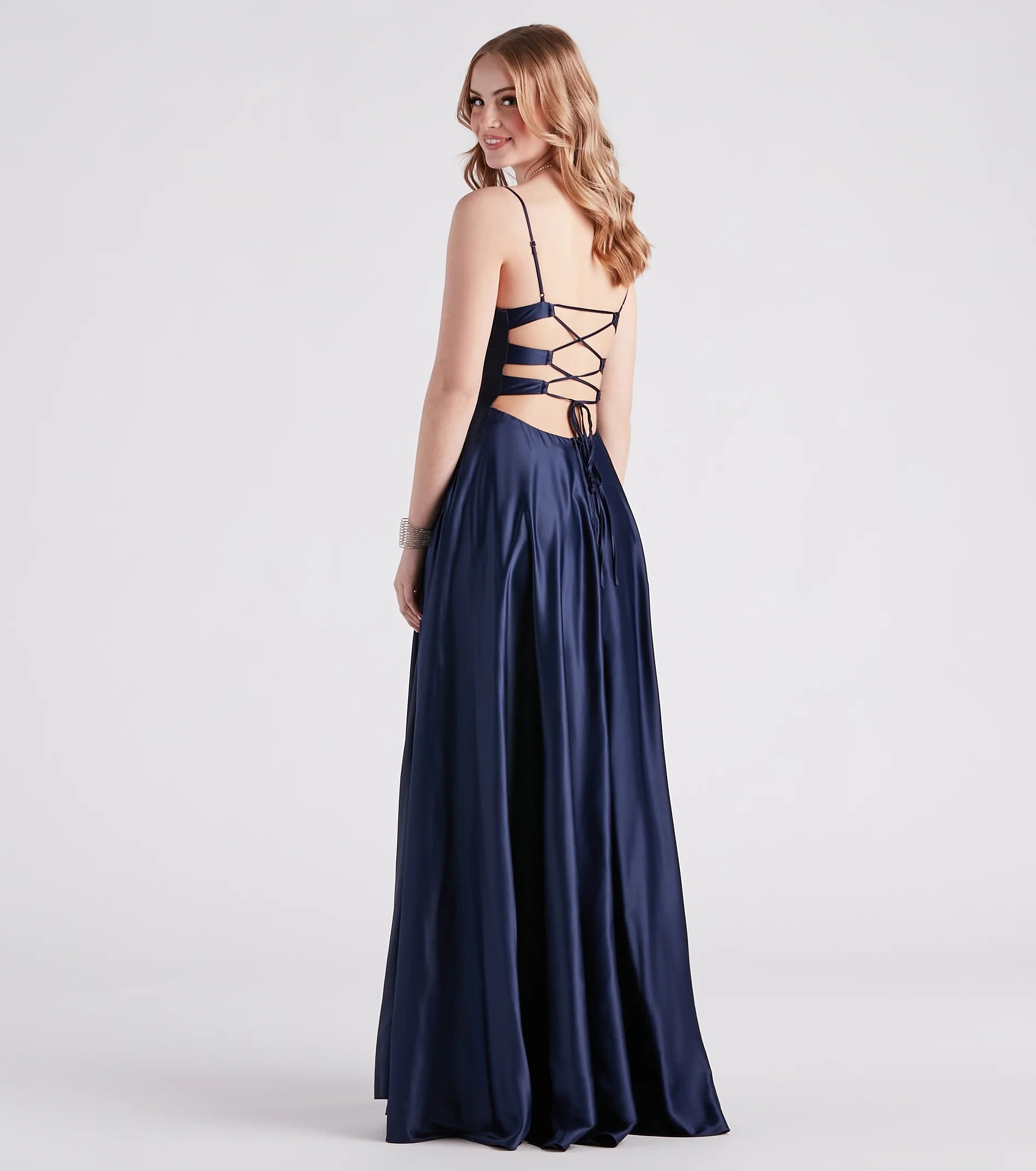 Winslow Formal Satin Lace-Up Dress