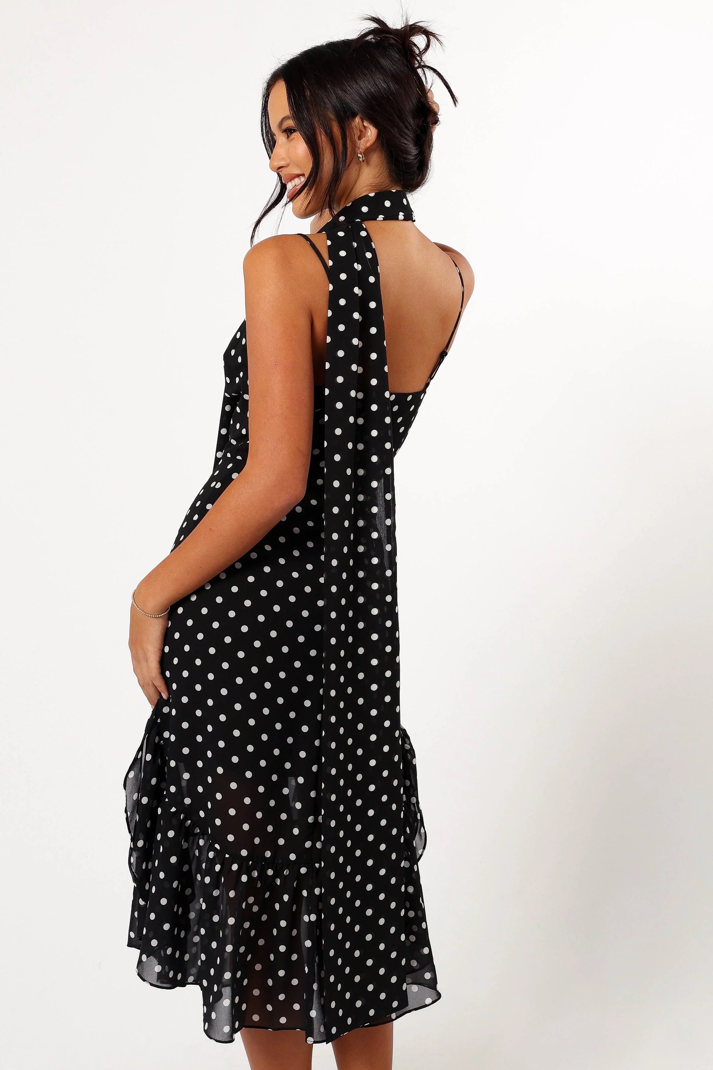 Francesca Midi Dress - Black Polka Dot