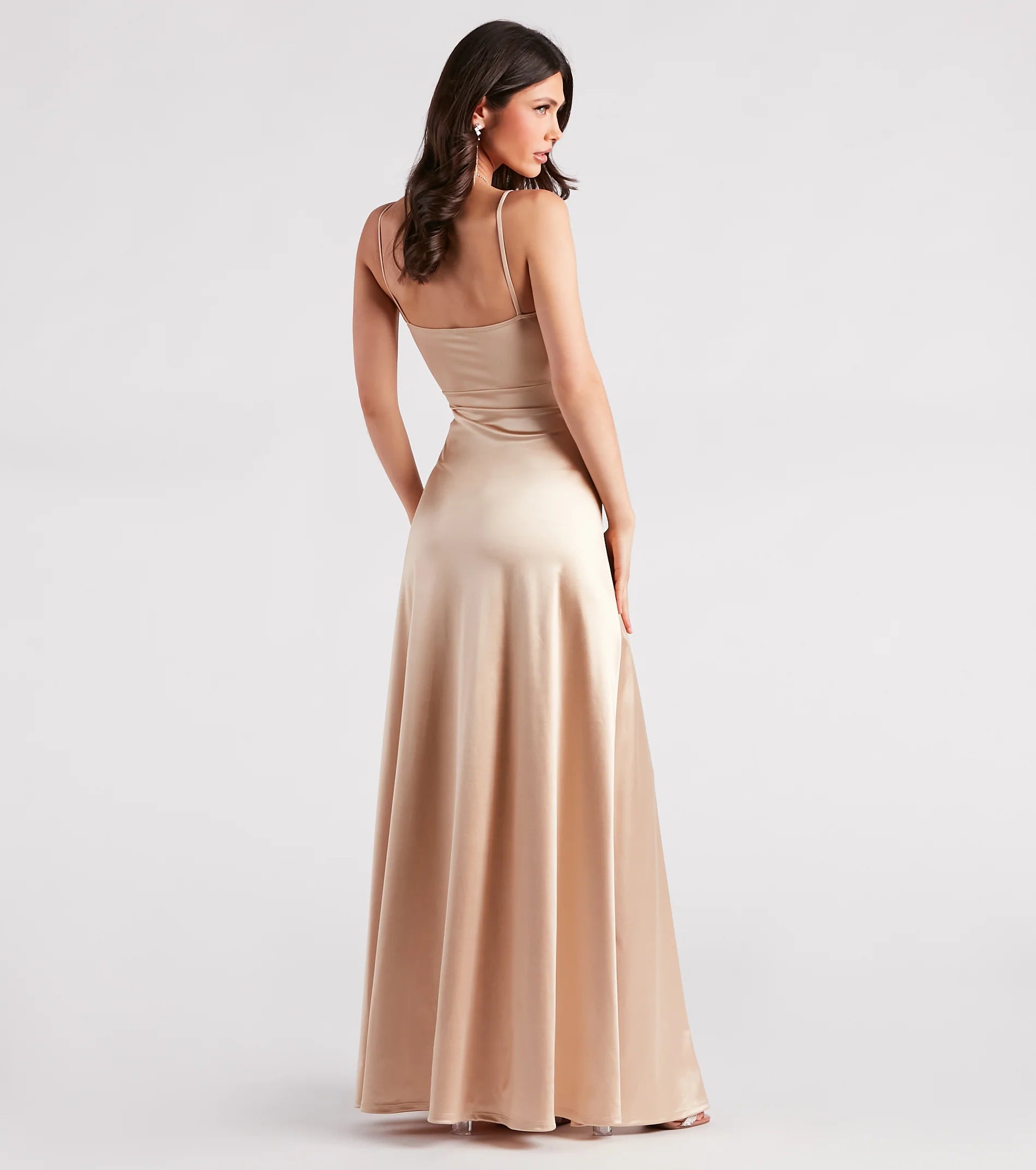 Marissa Formal Satin Cowl Neck Dress