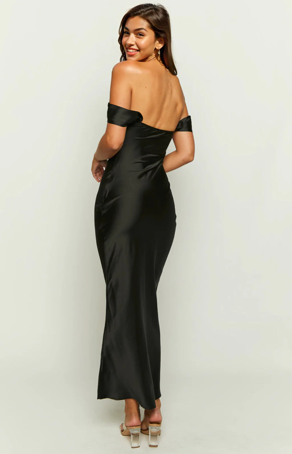 Ella Black Off Shoulder Formal Maxi Dress