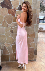 Ella Light Pink Off Shoulder Formal Maxi Dress