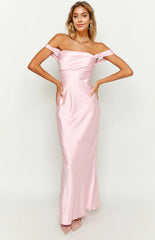 Ella Light Pink Off Shoulder Formal Maxi Dress