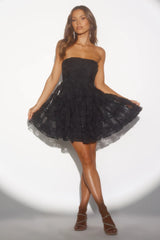 Darkest Sparkle Strapless Mini Dress Black