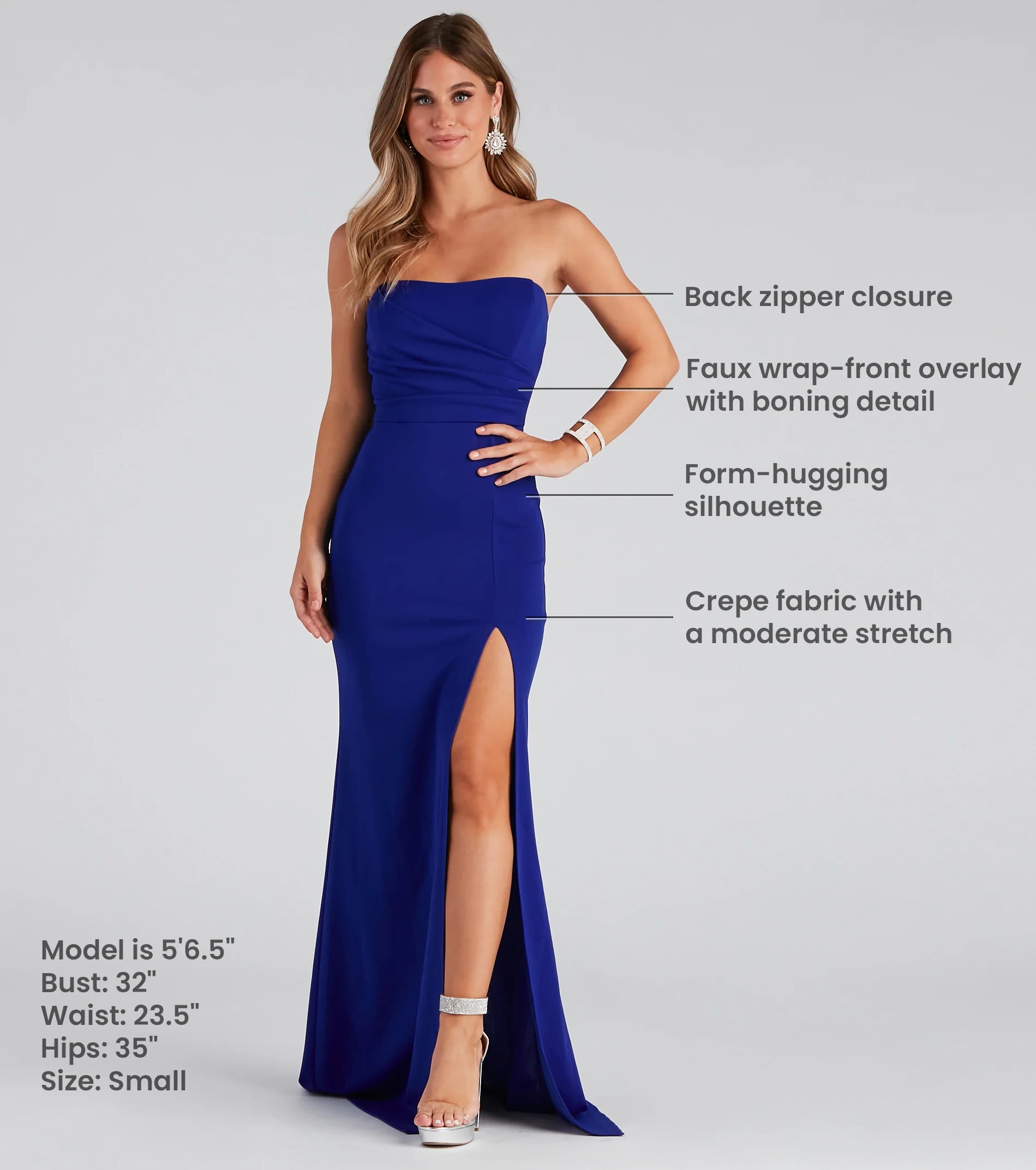 Kaia Strapless High Slit Formal Dress