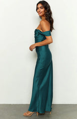 Ella Teal Off Shoulder Formal Maxi Dress