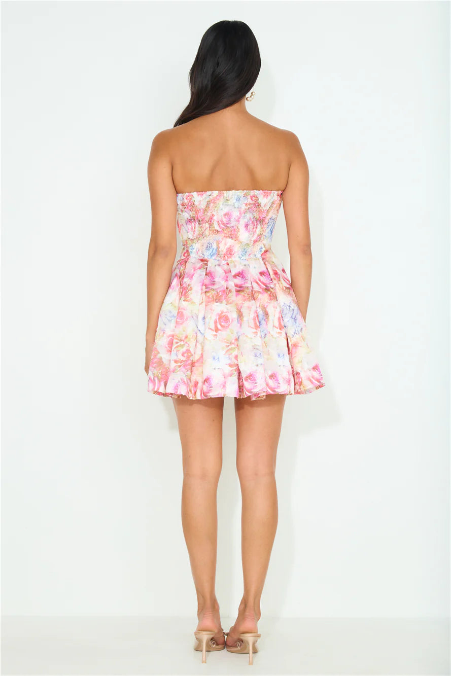 Familiar Feeling Strapless Mini Dress Floral