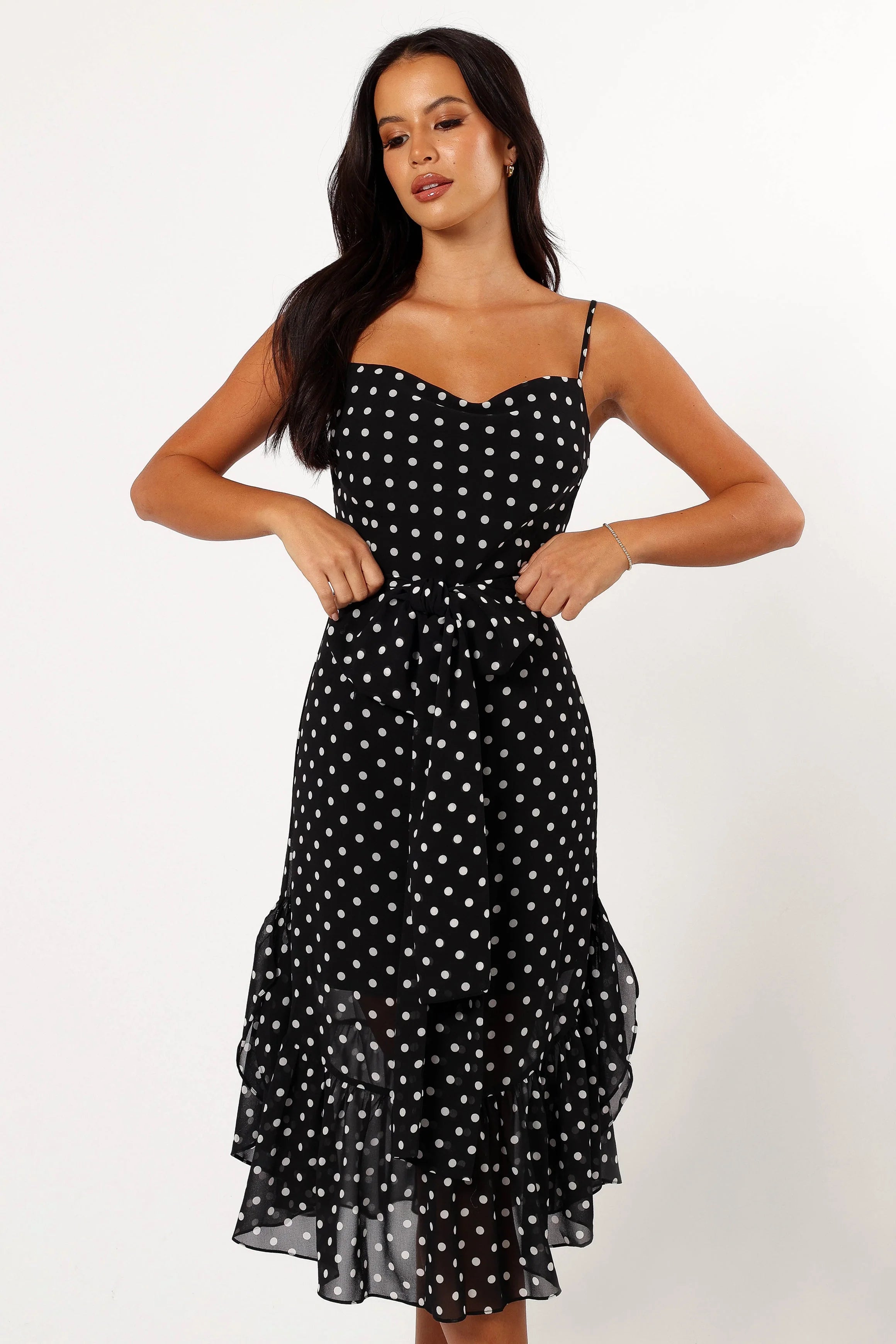 Francesca Midi Dress - Black Polka Dot