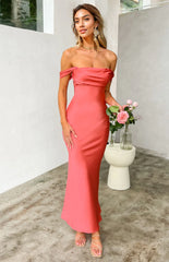 Ella Pink Off Shoulder Formal Maxi Dress